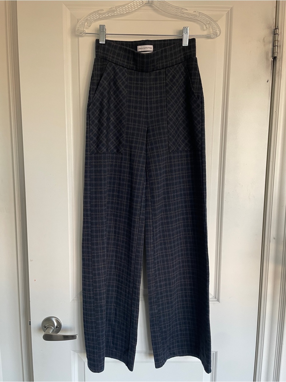 Urban Outfitters Navy Plaid Wide-Leg Pants